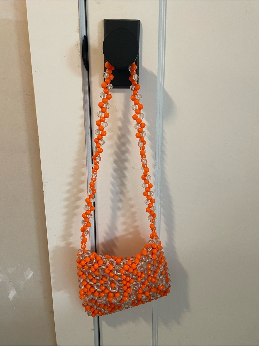 Vintage Orange Beaded Shoulder Bag